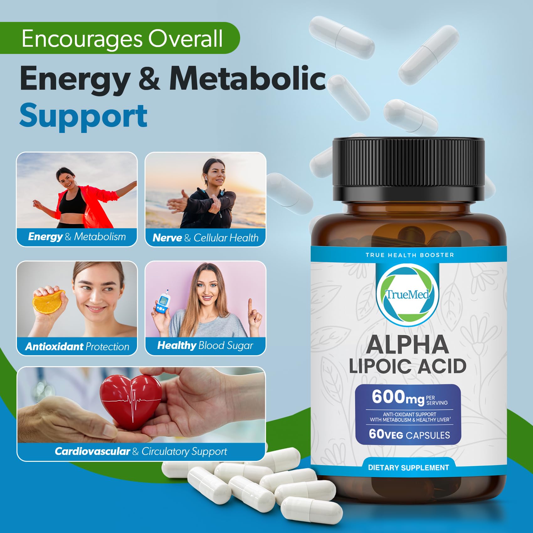 TRUEMED Alpha Lipoic Acid 600mg Capsules lifestyle scene