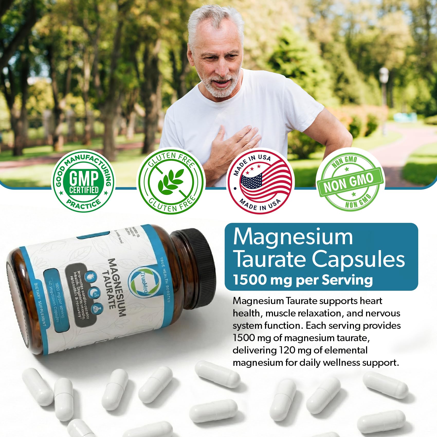 TRUEMED Magnesium Taurate 1500mg supplement ingredients list