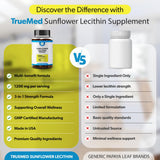 TRUEMED Sunflower Lecithin Softgels 1200mg on a wooden table