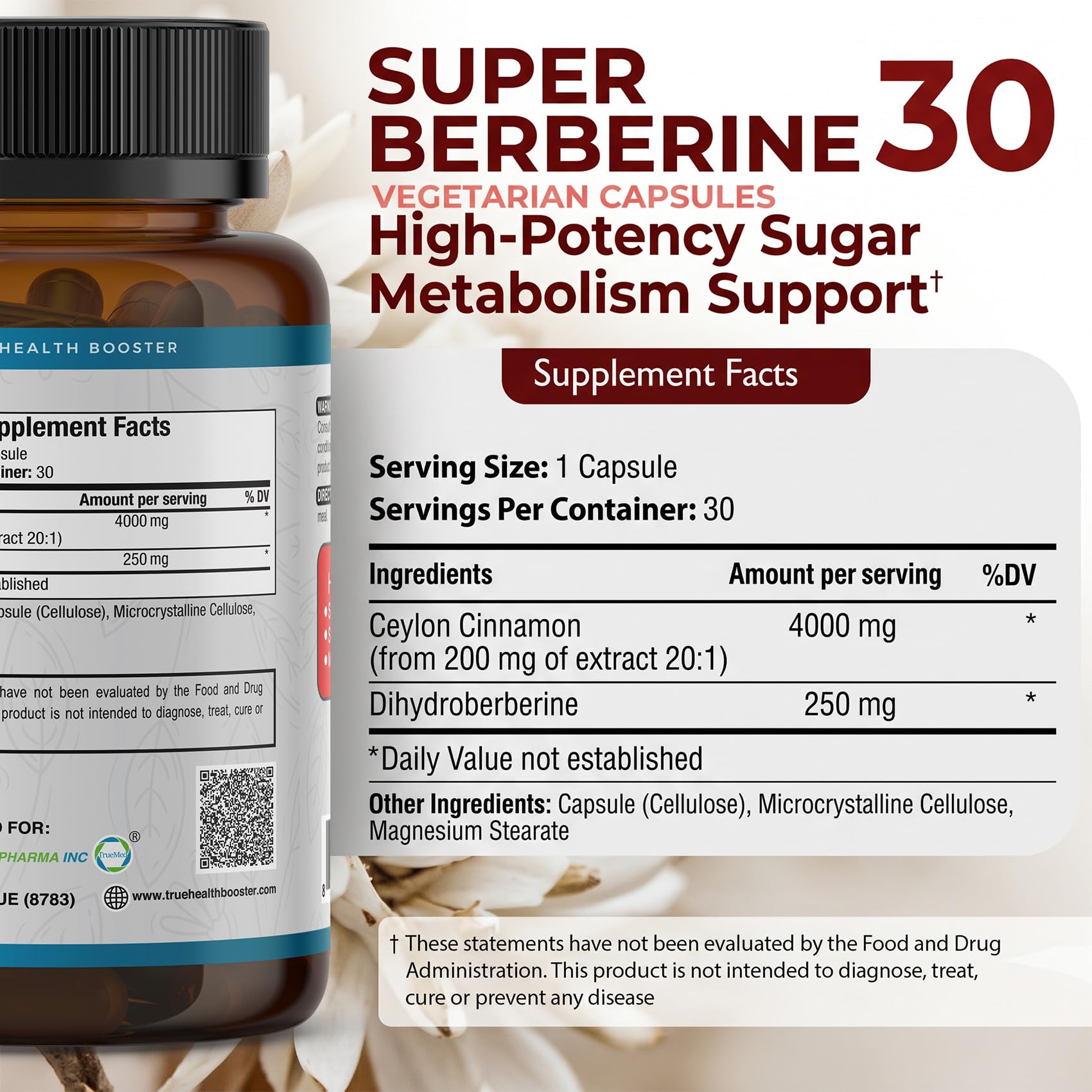 TRUEMED Super Berberine capsules on a wooden surface