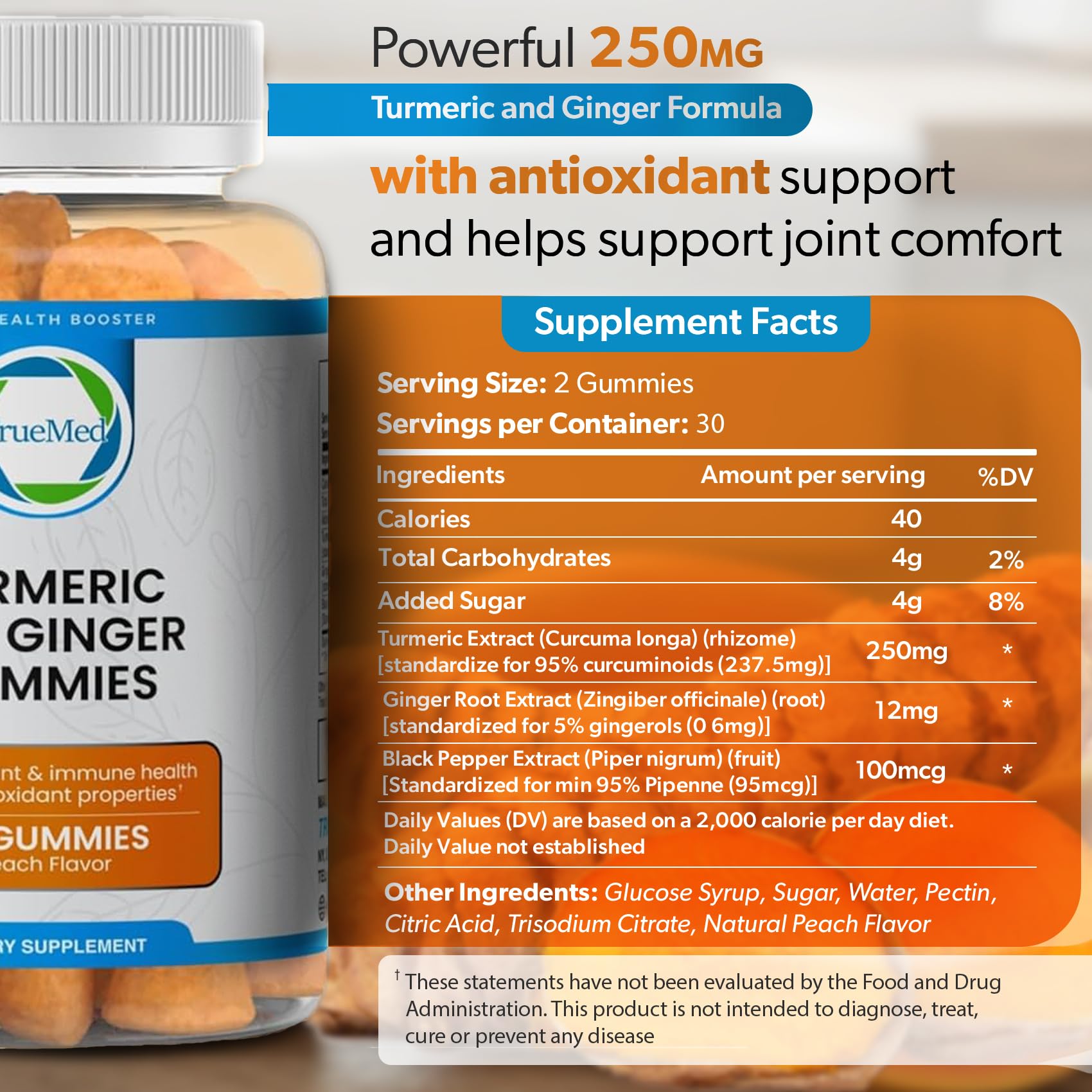 TRUEMED Turmeric Gummies close-up of gummies