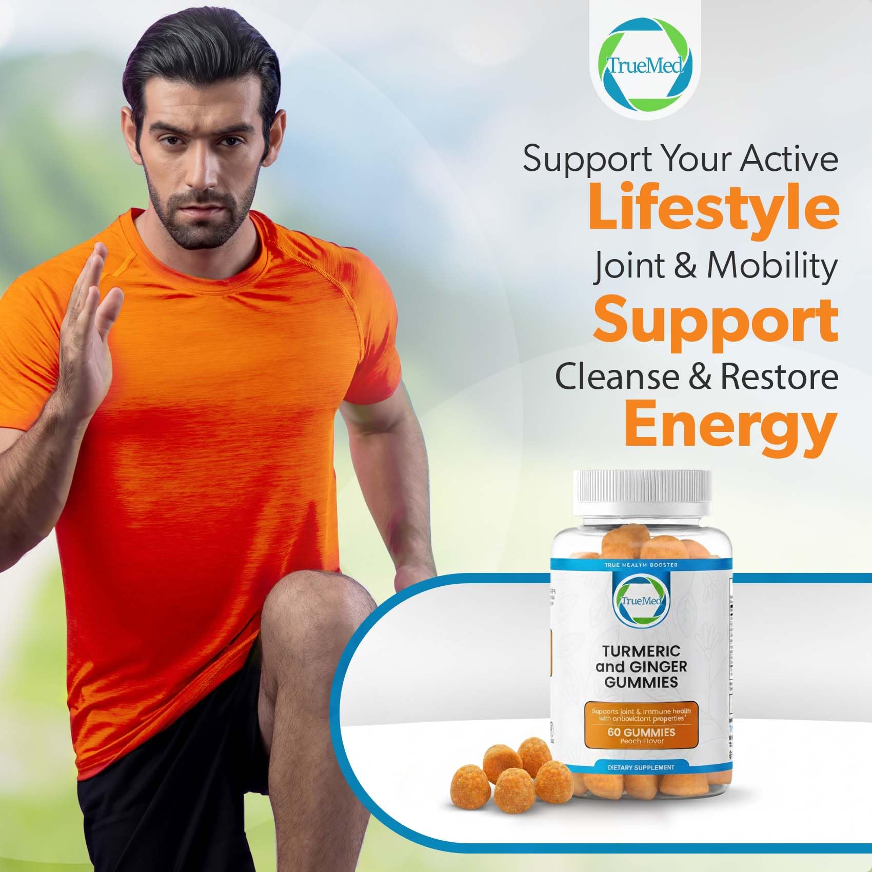 TRUEMED Turmeric Gummies natural peach flavour