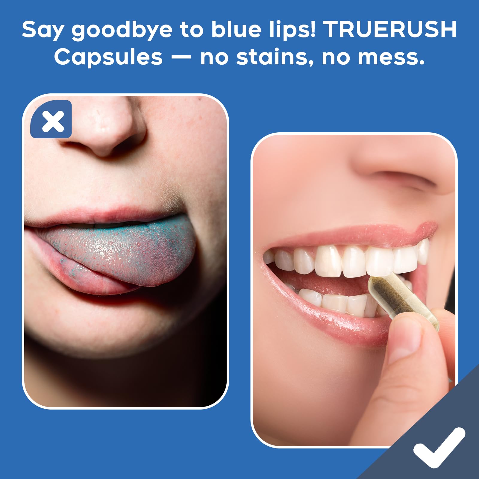 TrueRush Methylene Blue Capsules 20mg lifestyle scene on a desk