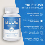 TrueRush Methylene Blue Capsules 20mg side view with packaging