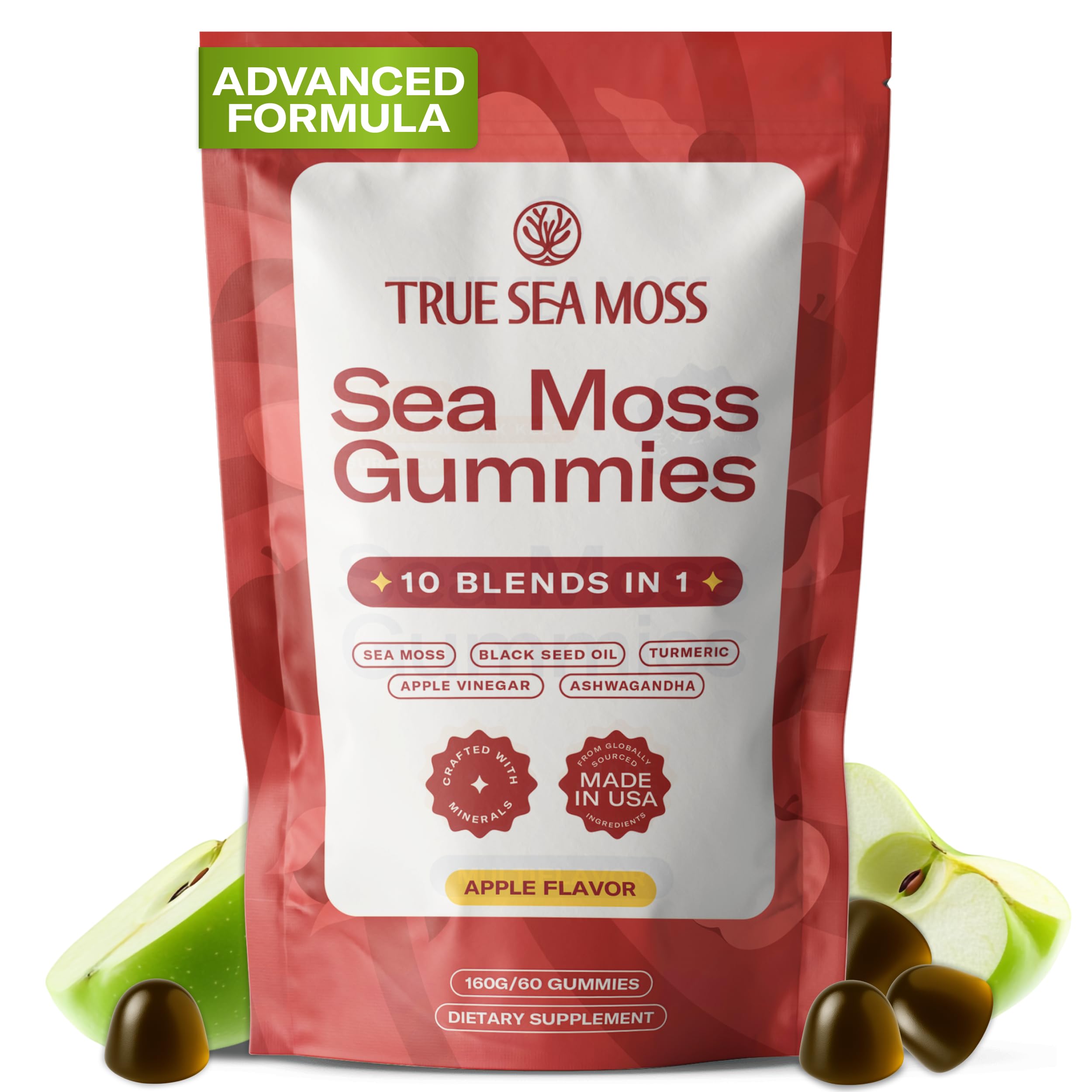TrueSeaMoss 10-in-1 Herbal Supplement Gummies front view