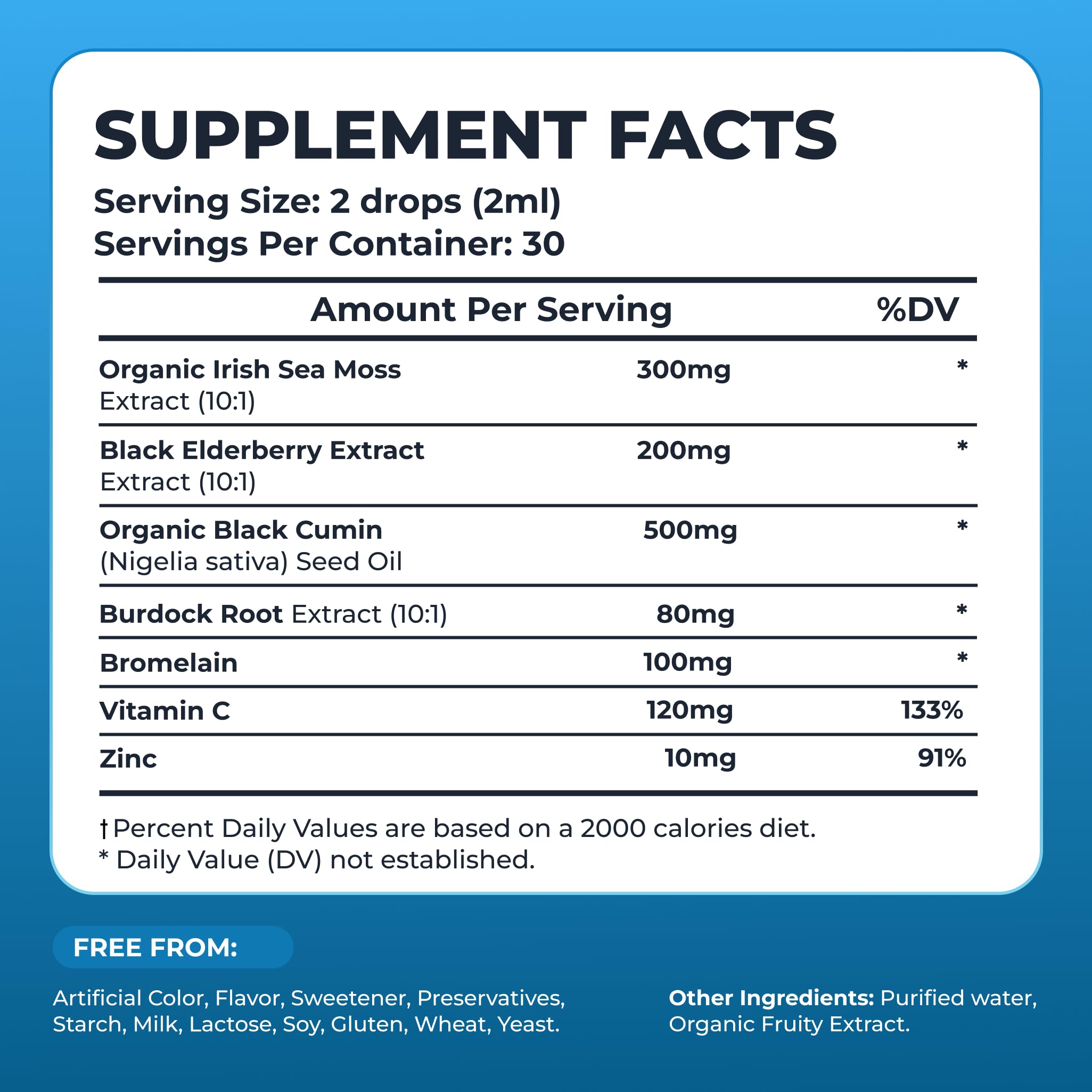 TrueSeaMoss Liquid Extract Elderberry Drops bottle side view