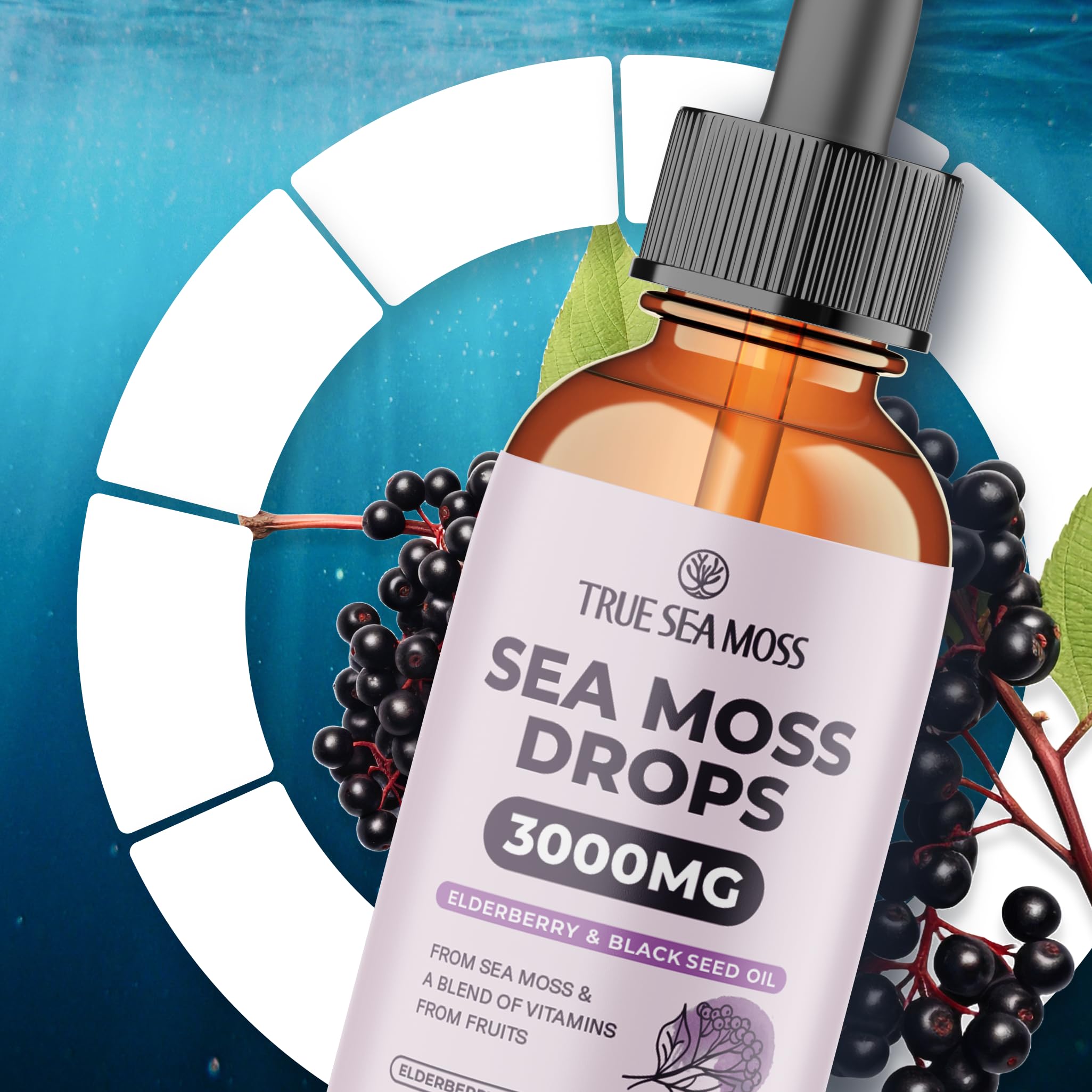 TrueSeaMoss Liquid Extract Elderberry Drops lifestyle scene outdoors