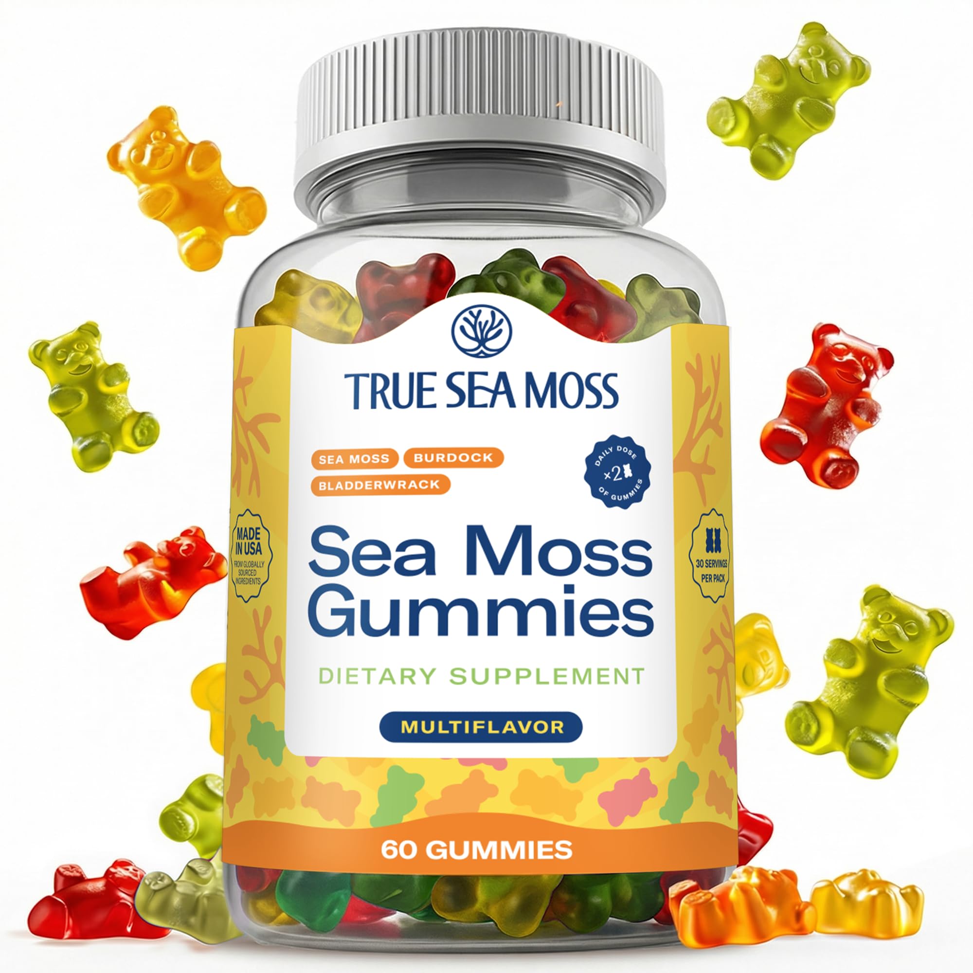 TrueSeaMoss Multivitamin Gummies front view with packaging