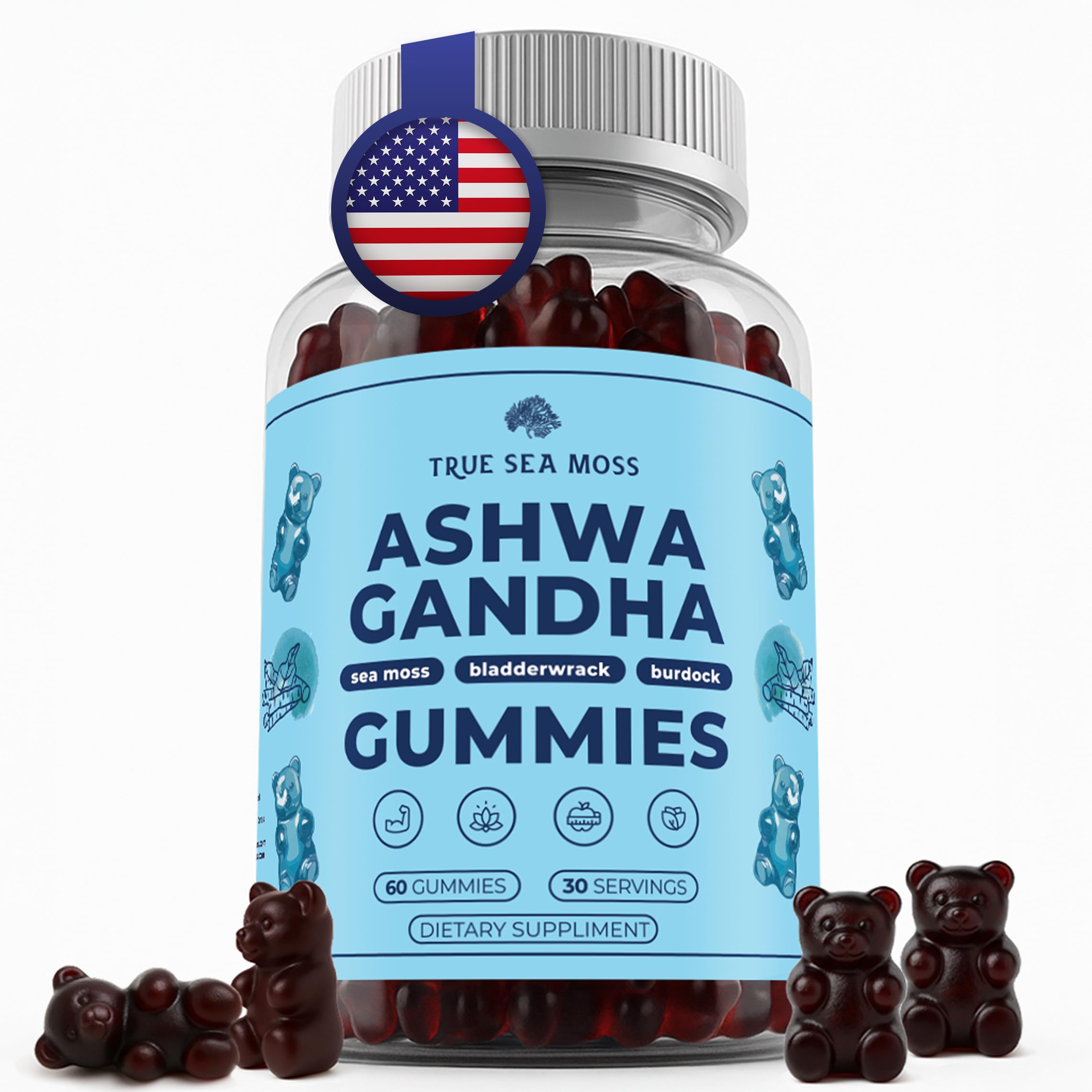 TrueSeaMoss Multivitamin Gummies front view with packaging