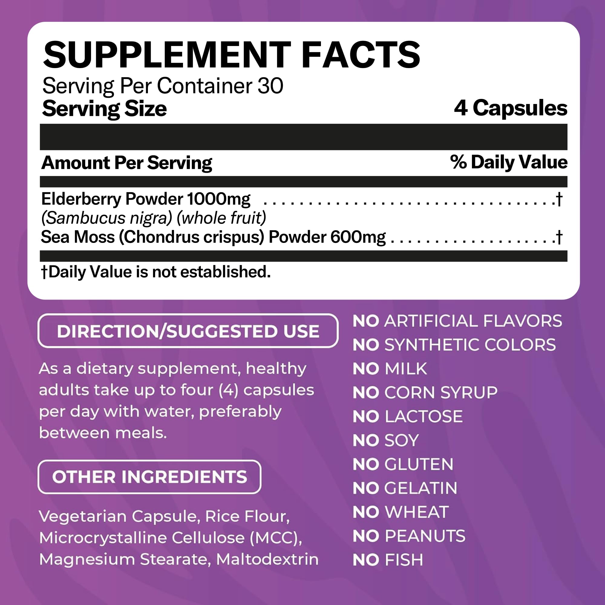 TrueSeaMoss Sea Moss Capsules 100g side view