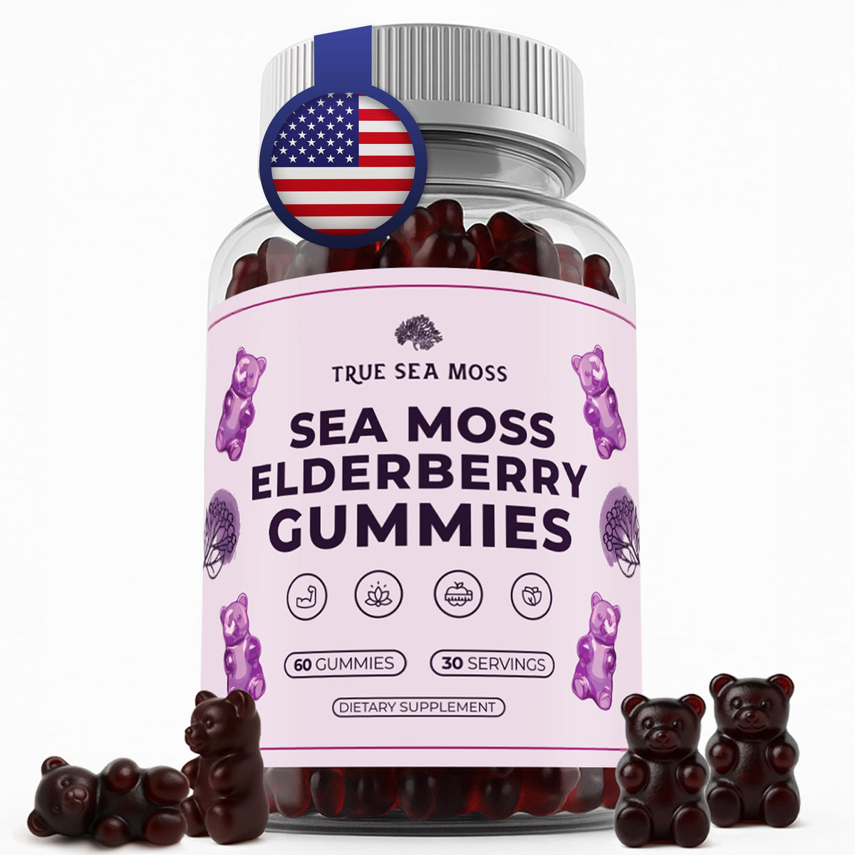TrueSeaMoss Sea Moss Gummies front view packaging