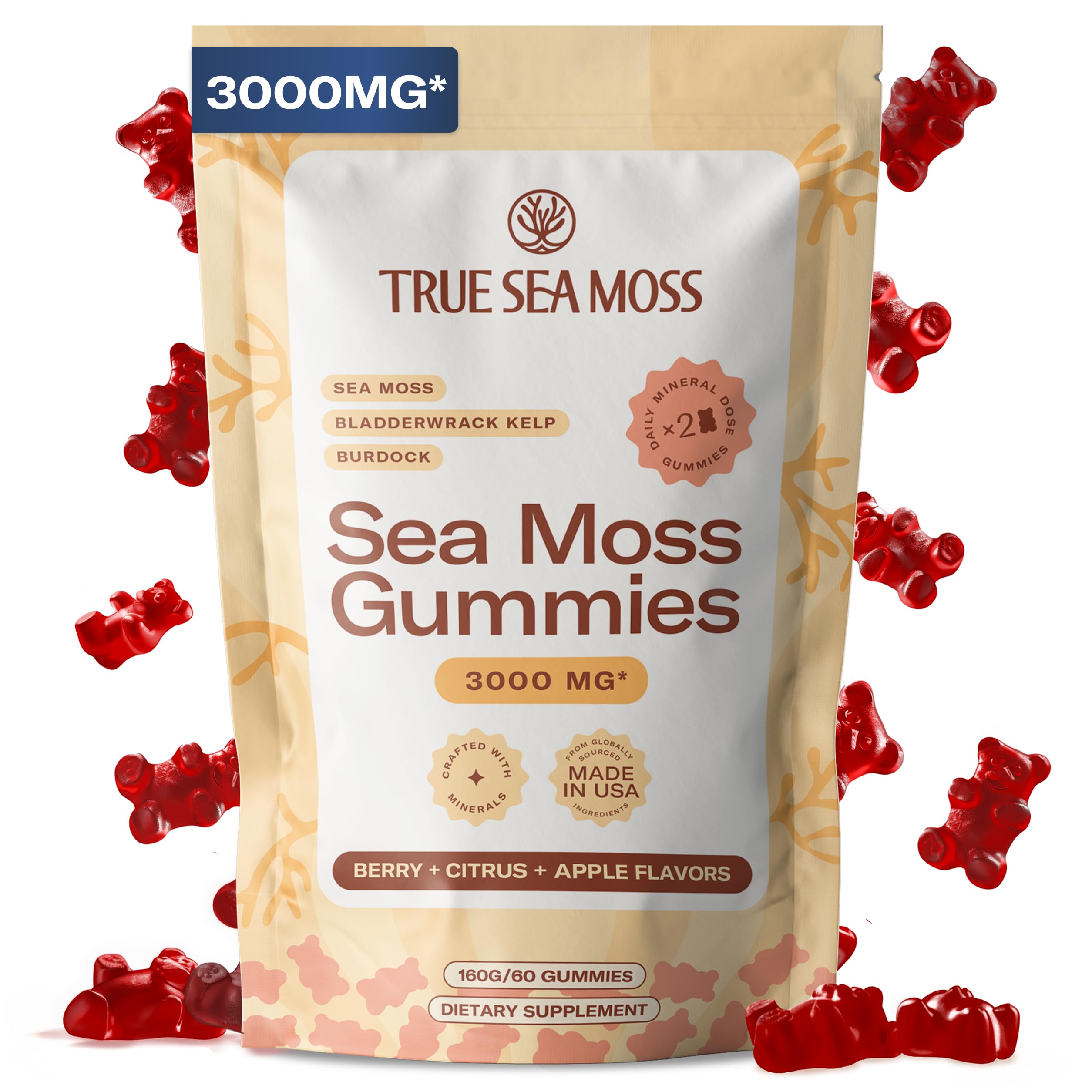 TrueSeaMoss Sea Moss Gummies front view packaging