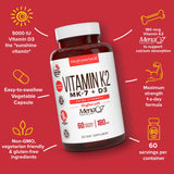 Truevantage Nutrition K2 + D3 Capsules side view showing capsule size