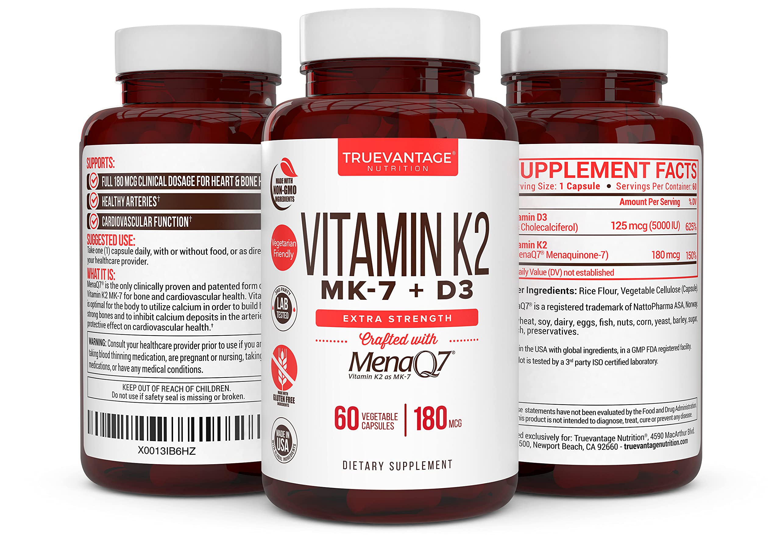 Truevantage Nutrition K2 + D3 Capsules with measuring spoon for dosage