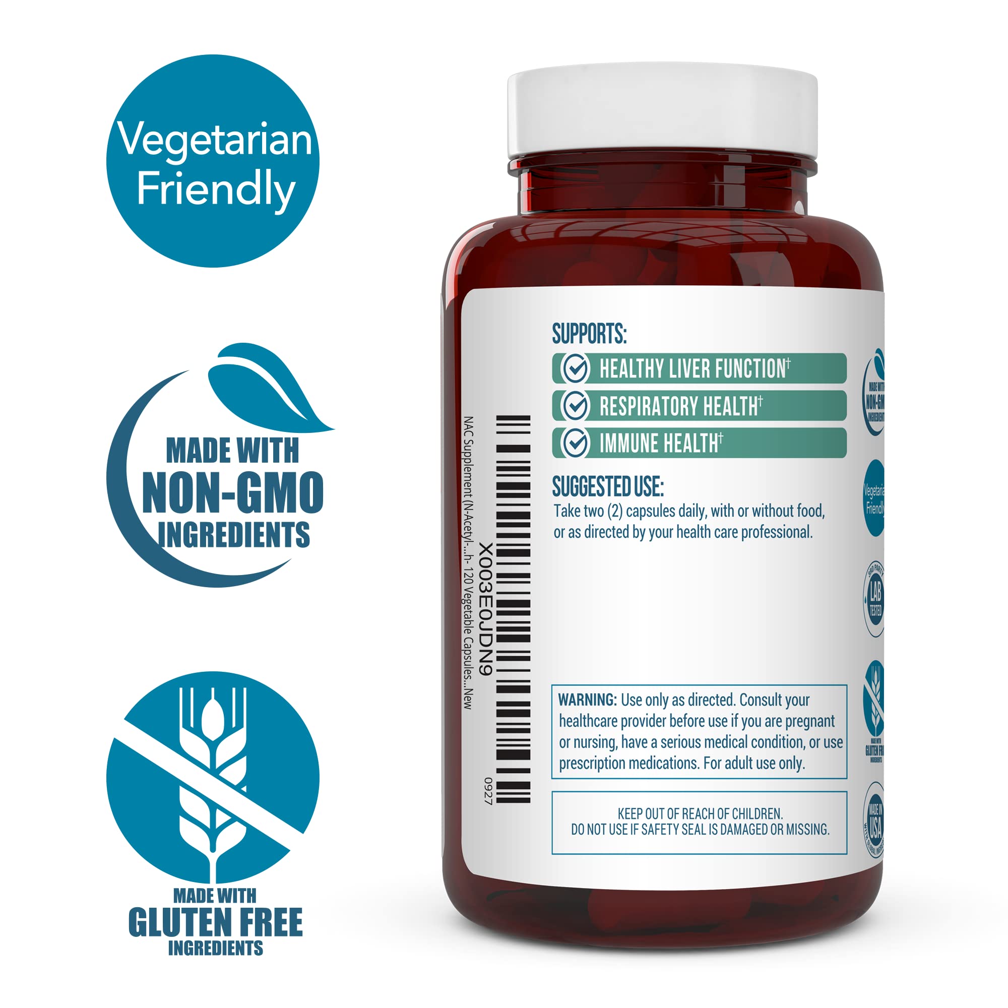 Truevantage Nutrition NAC N-Acetyl-L-Cysteine 1000mg capsules with measuring spoon