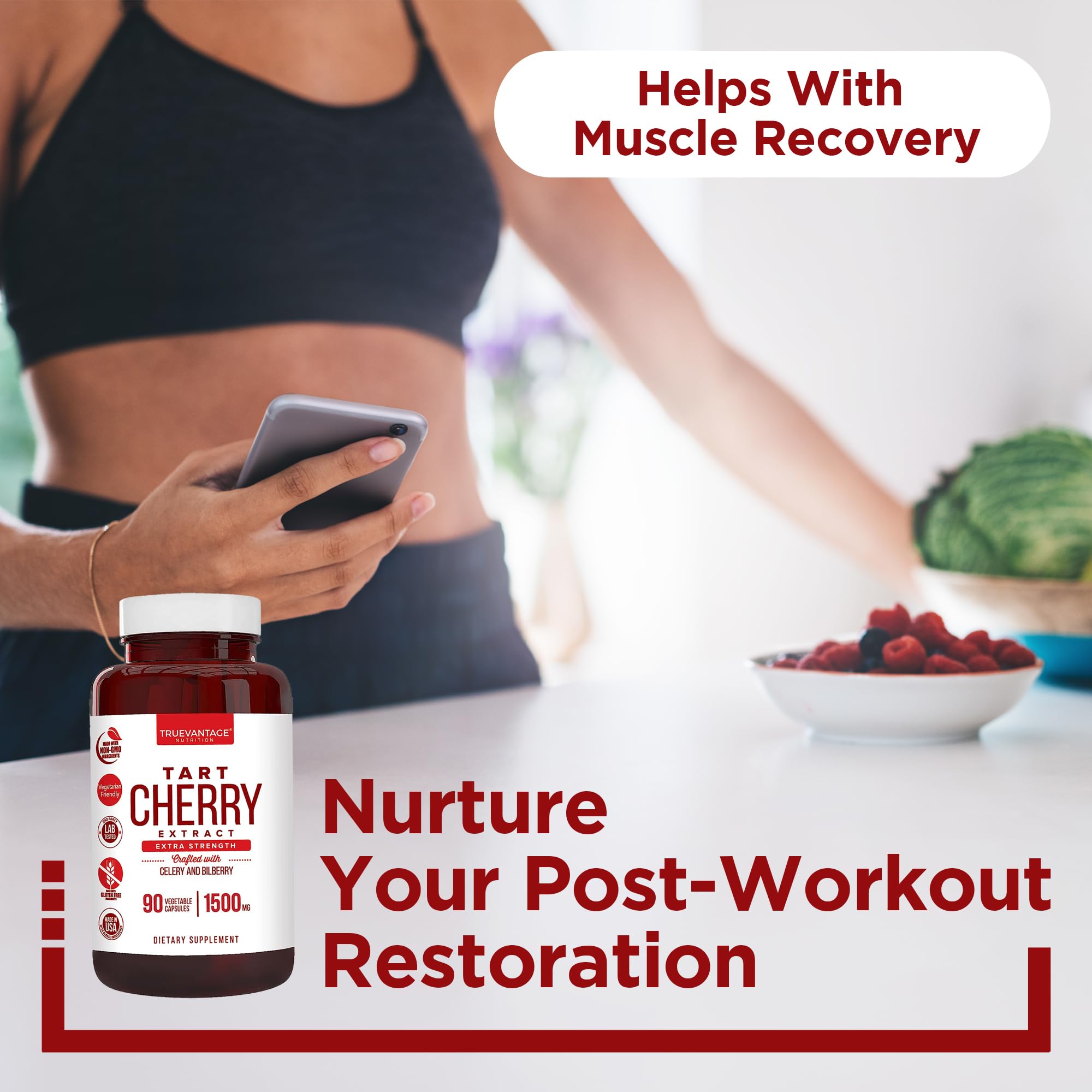 Truevantage Nutrition Tart Cherry Capsules close-up of capsules