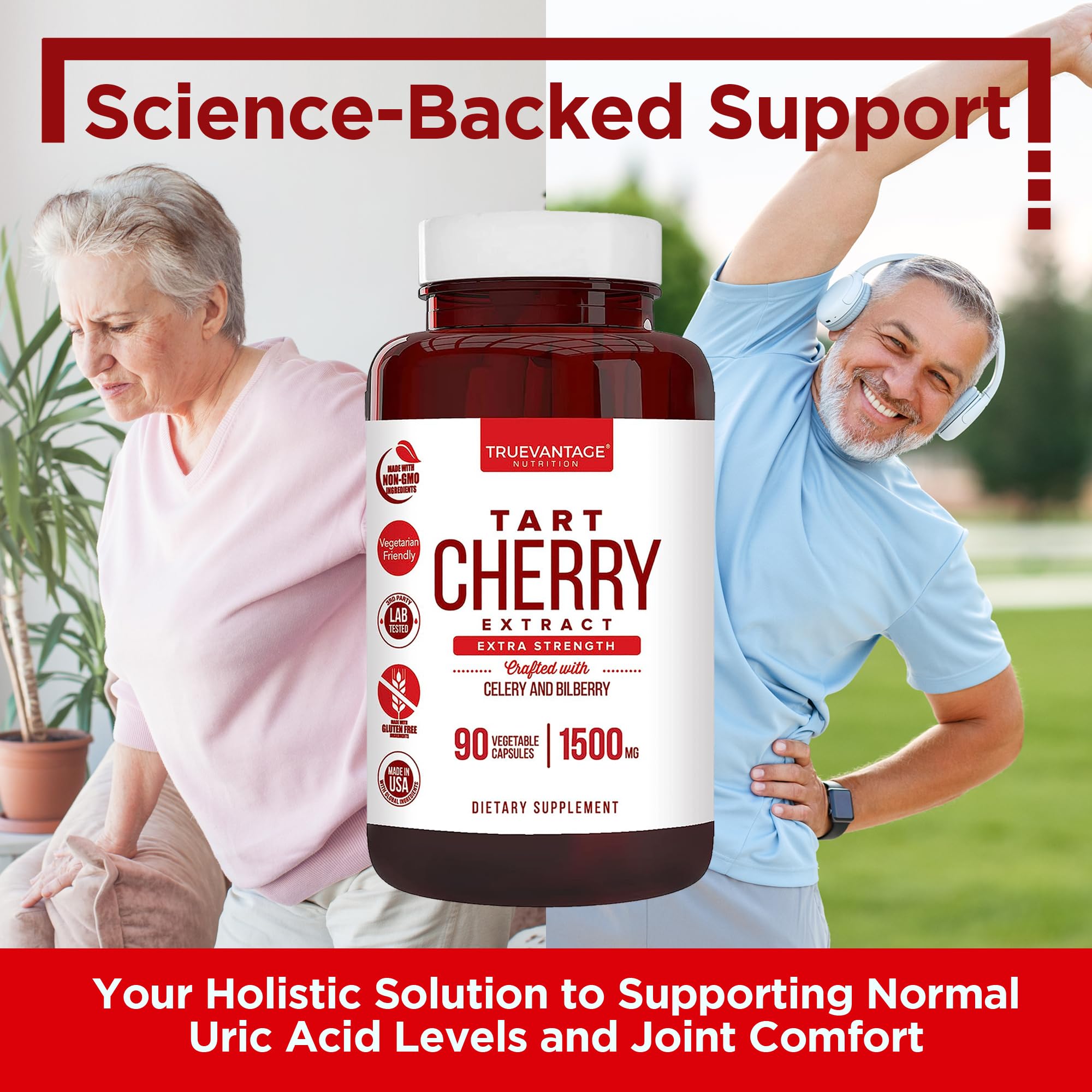 Truevantage Nutrition Tart Cherry Capsules showing serving size on label