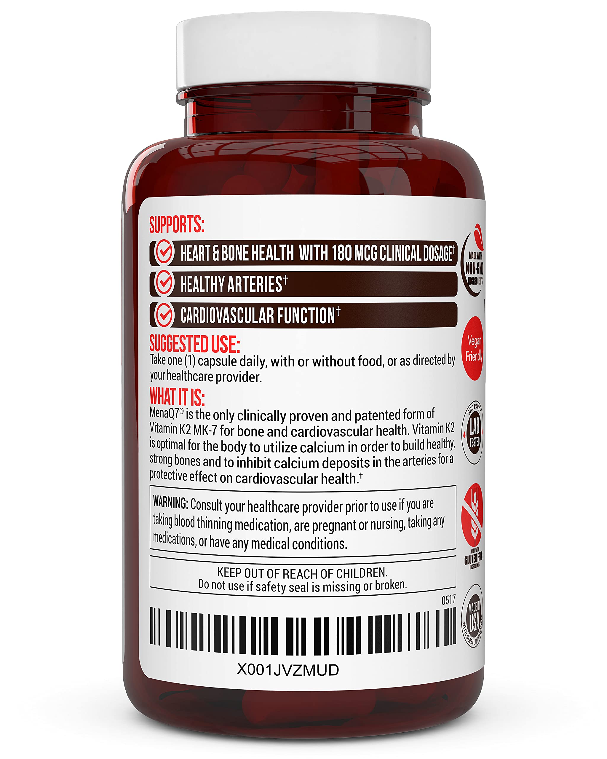 Truevantage Nutrition Vitamin K2 MK-7 supplement packaging details