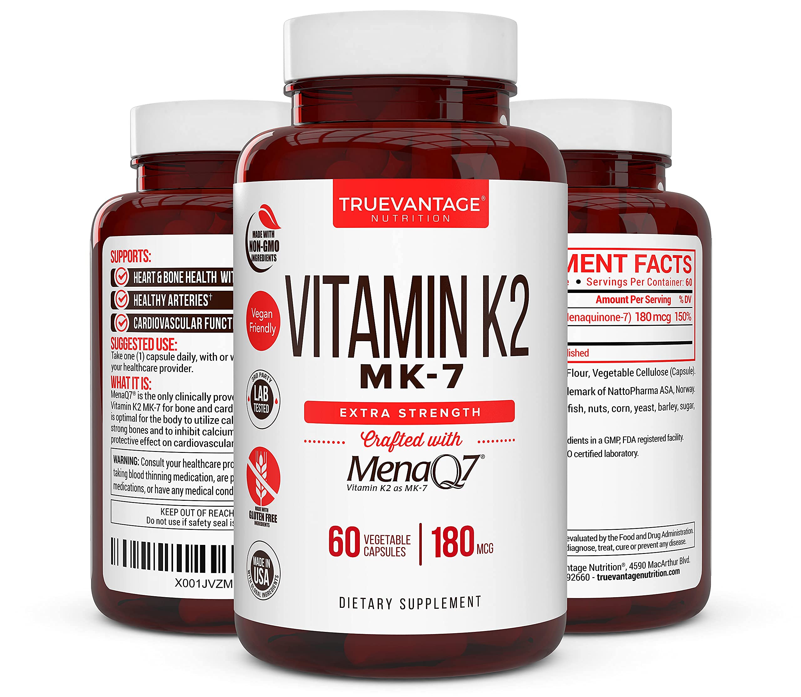 Truevantage Nutrition Vitamin K2 MK-7 supplement with measuring spoon