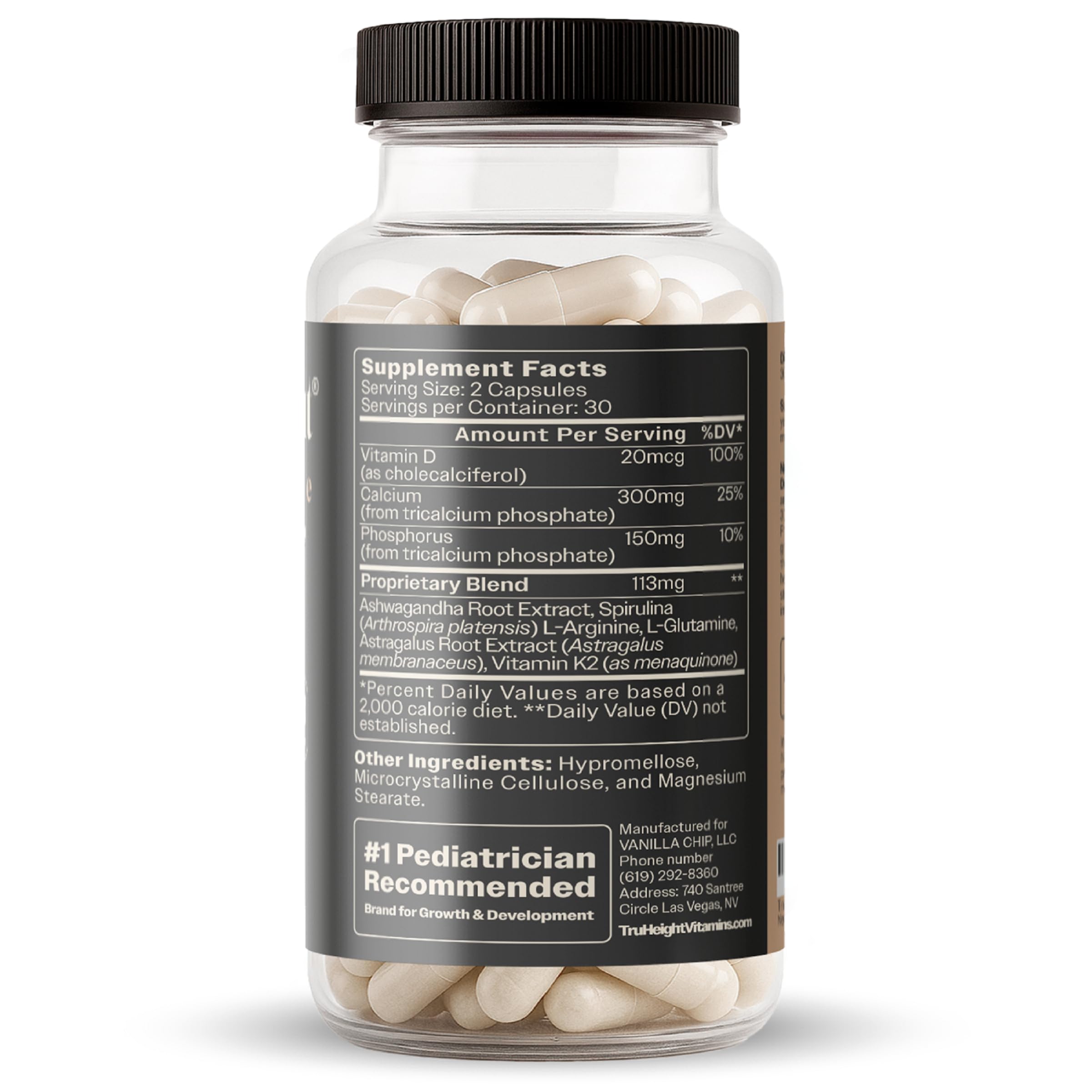TruHeight Growth Capsules bottle with lid open