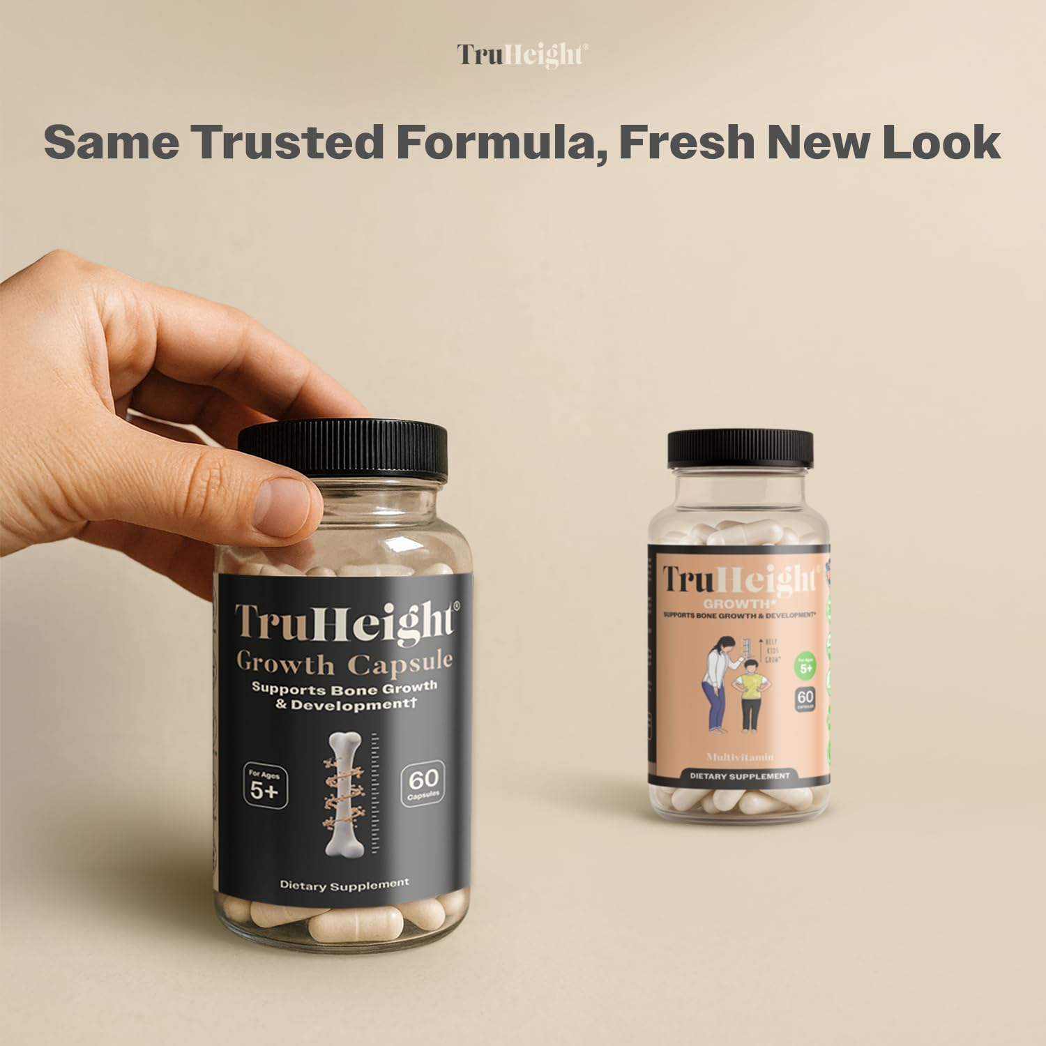 TruHeight Growth Capsules side view showing capsule size