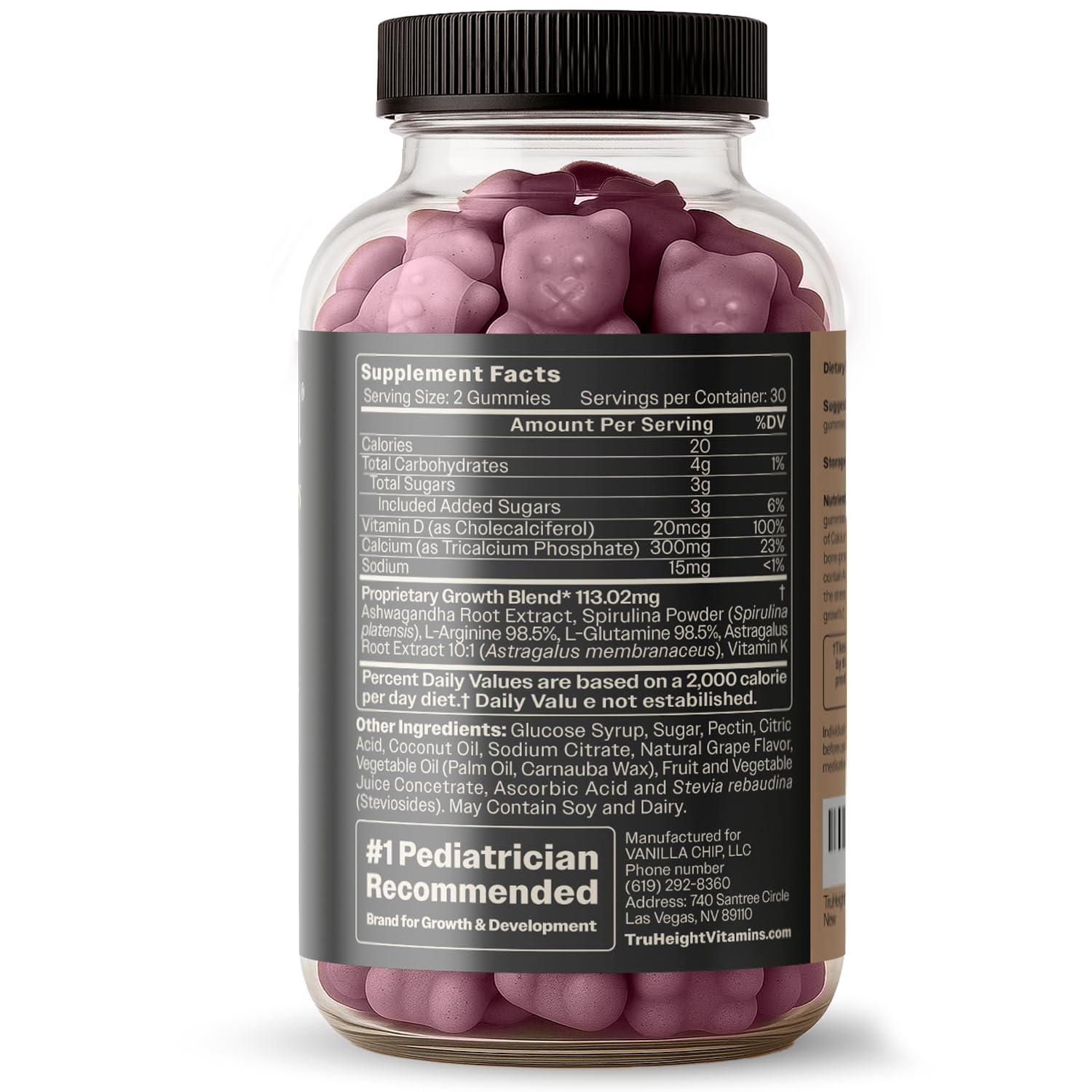 TruHeight Growth Gummies bottle with 60 gummies