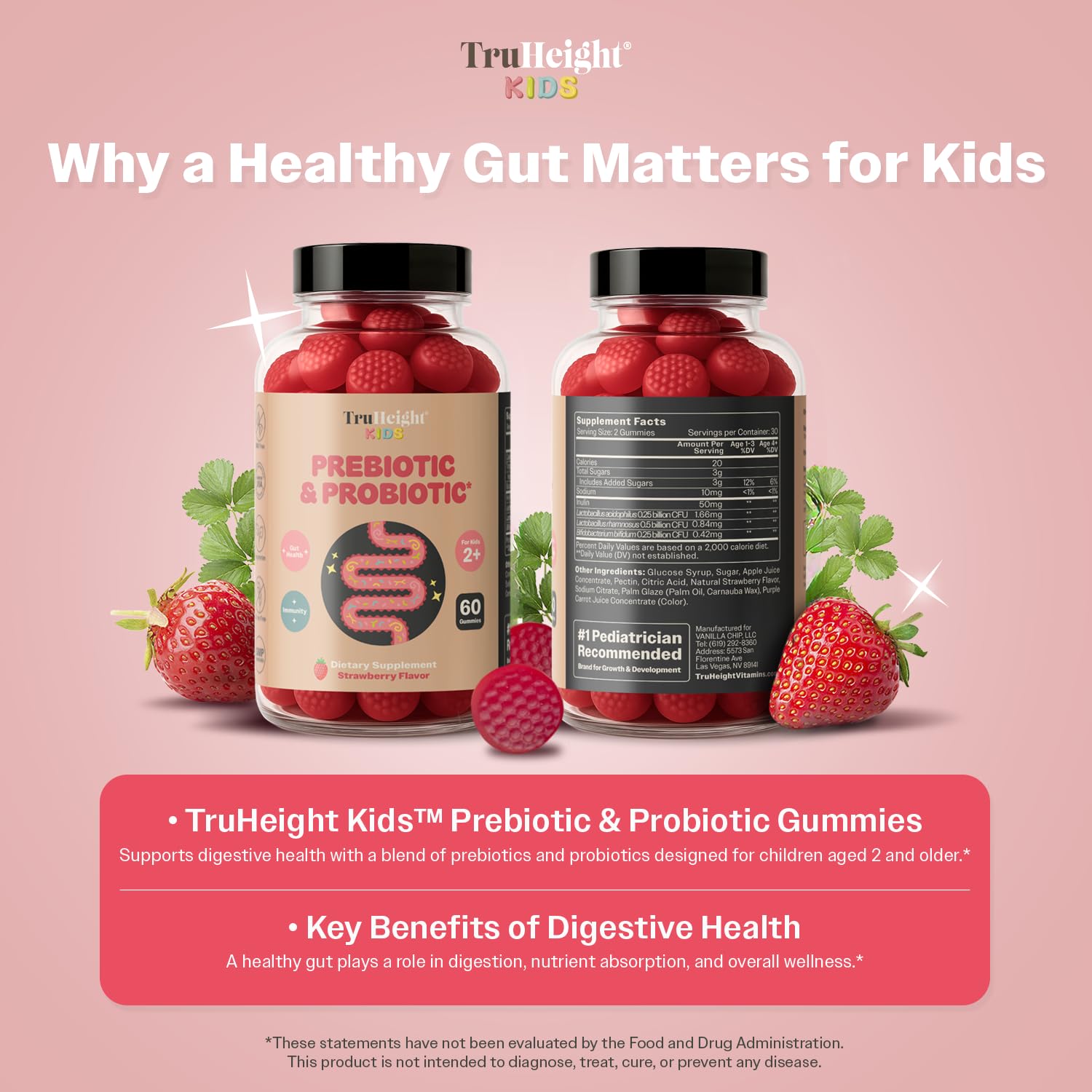 TruHeight Prebiotic Gummies showing serving size