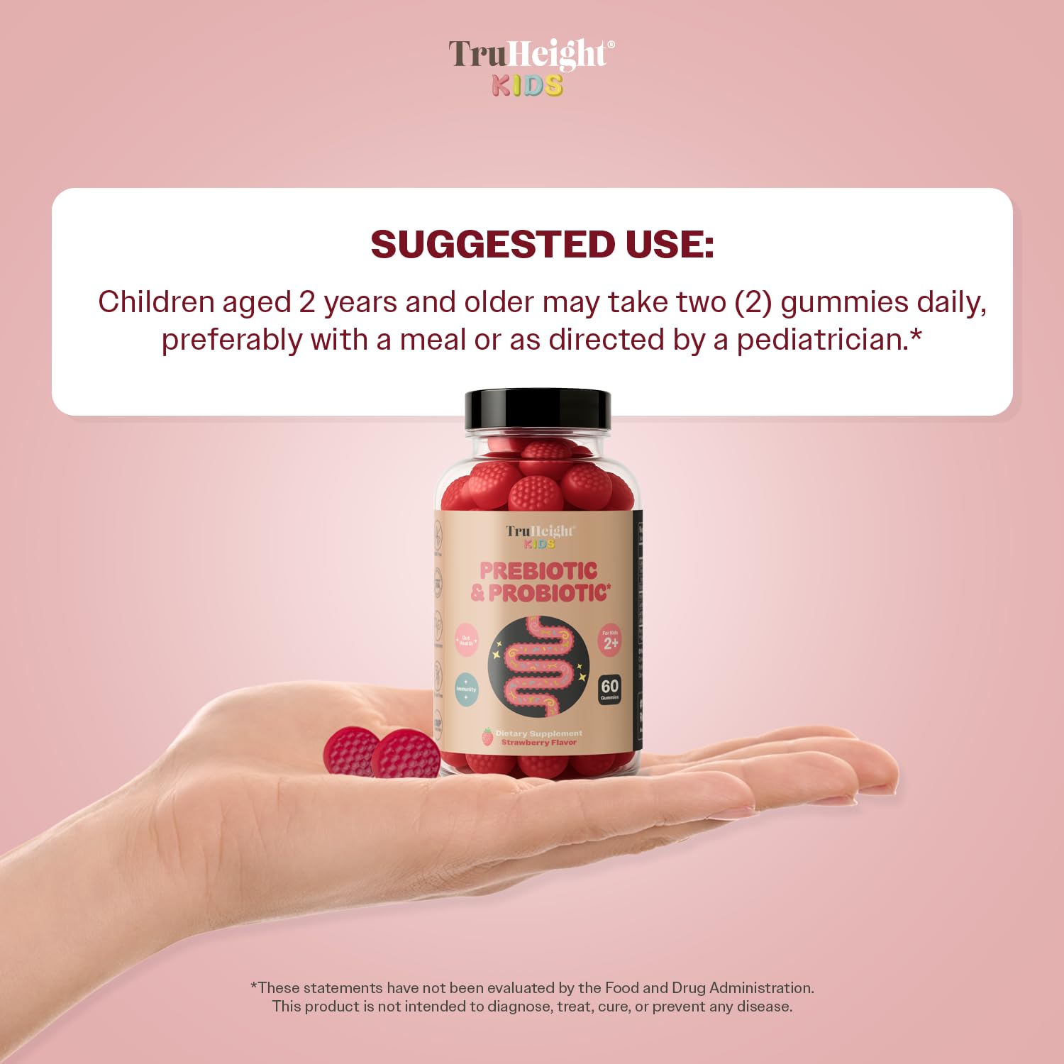 TruHeight Probiotic Gummies ingredients list on packaging