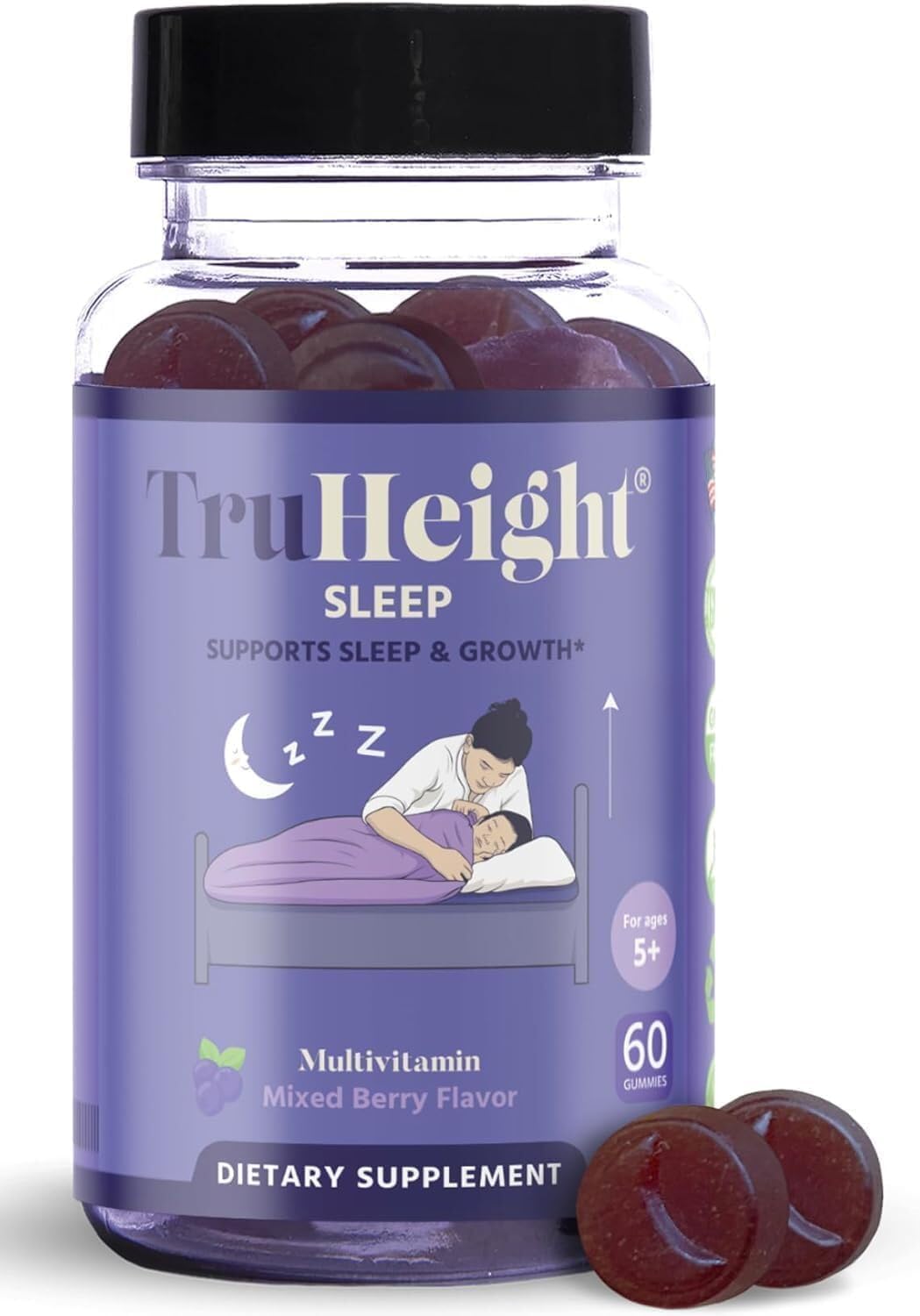 TruHeight Sleep Gummies 60 Count Mixed Berry front view