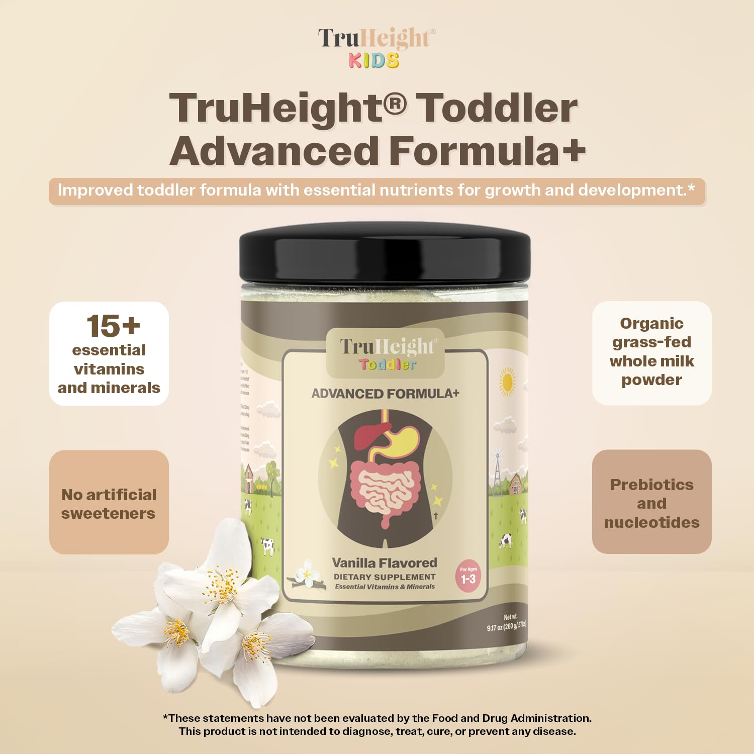 TruHeight Toddler Advanced Formula+ 225g packaging side view