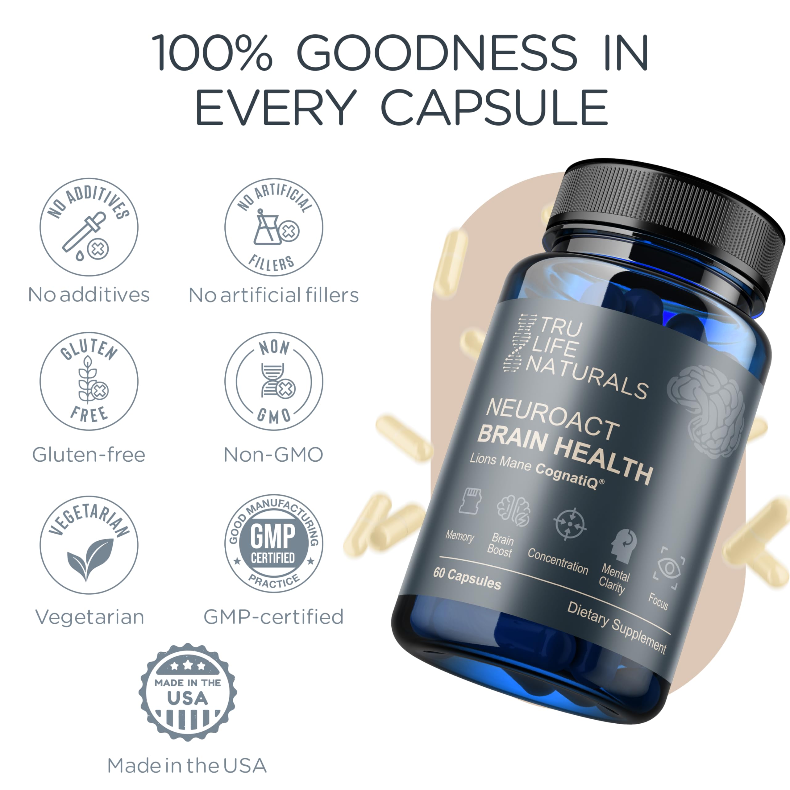 TRULIFE NATURALS NEUROACT Cognitive Support Supplement capsules