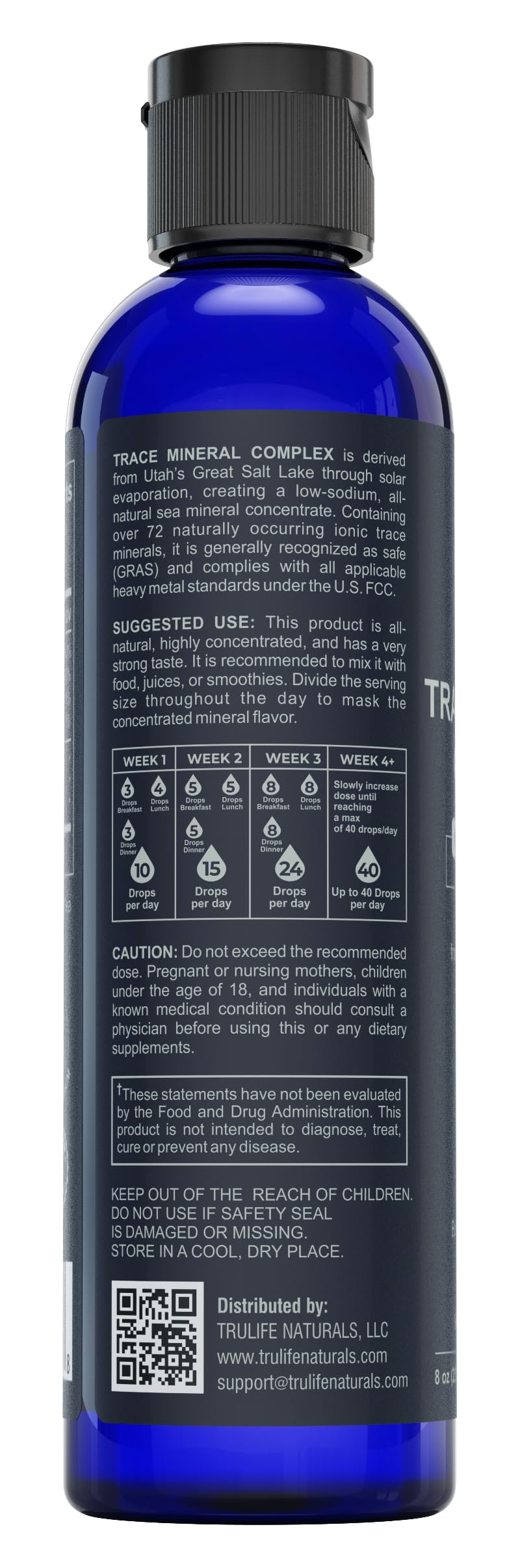 TRULIFE NATURALS Trace Mineral Complex 2 mL serving measurement