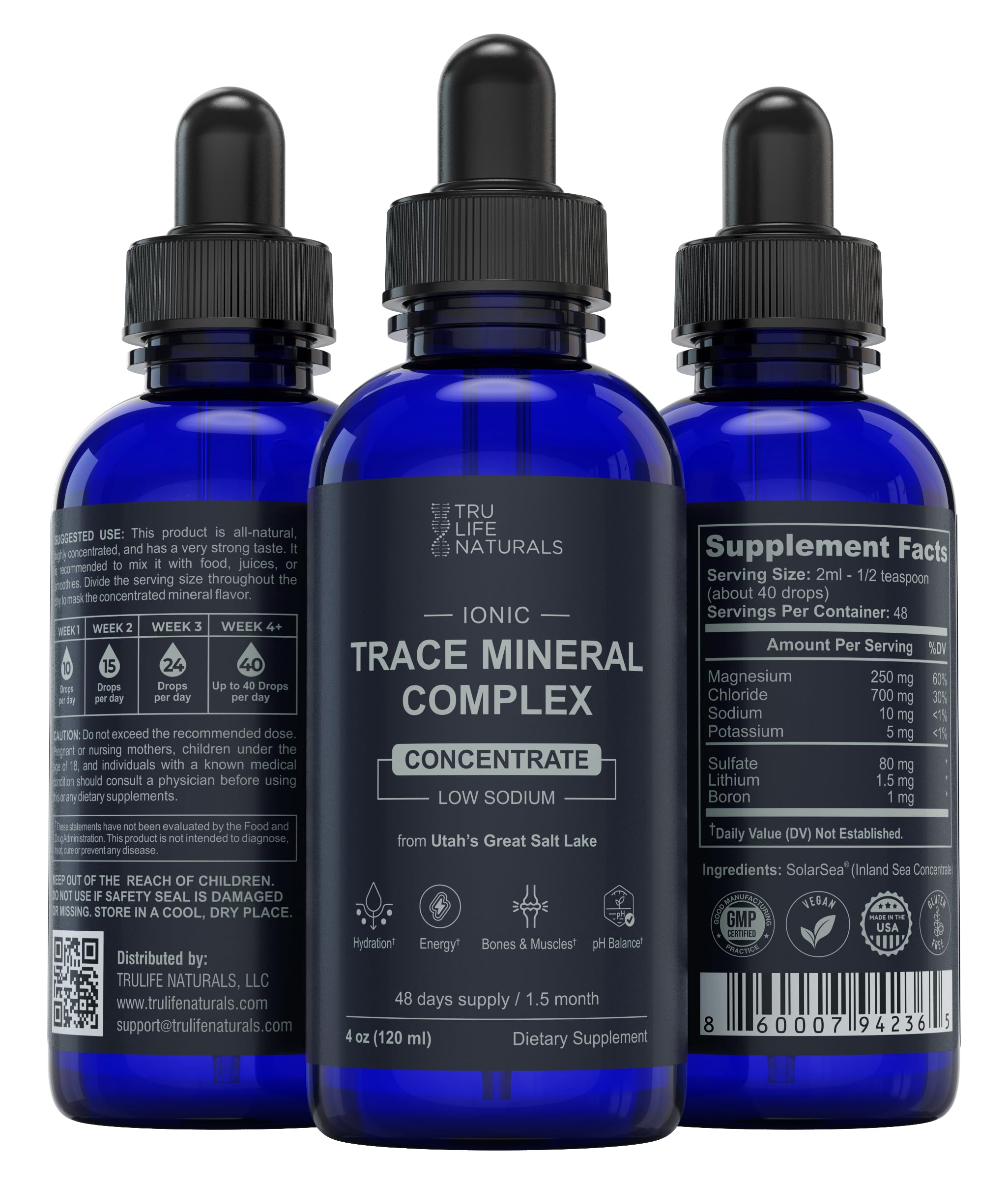 TRULIFE NATURALS Trace Mineral Complex packaging with ingredients