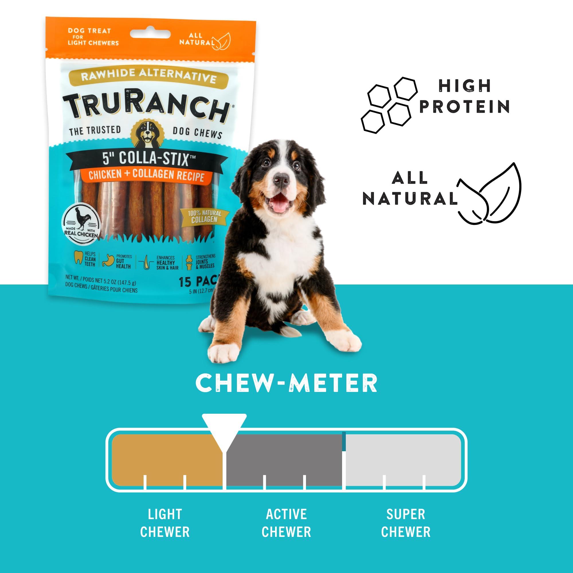 TRURANCH Collagen Sticks in a bowl for pets