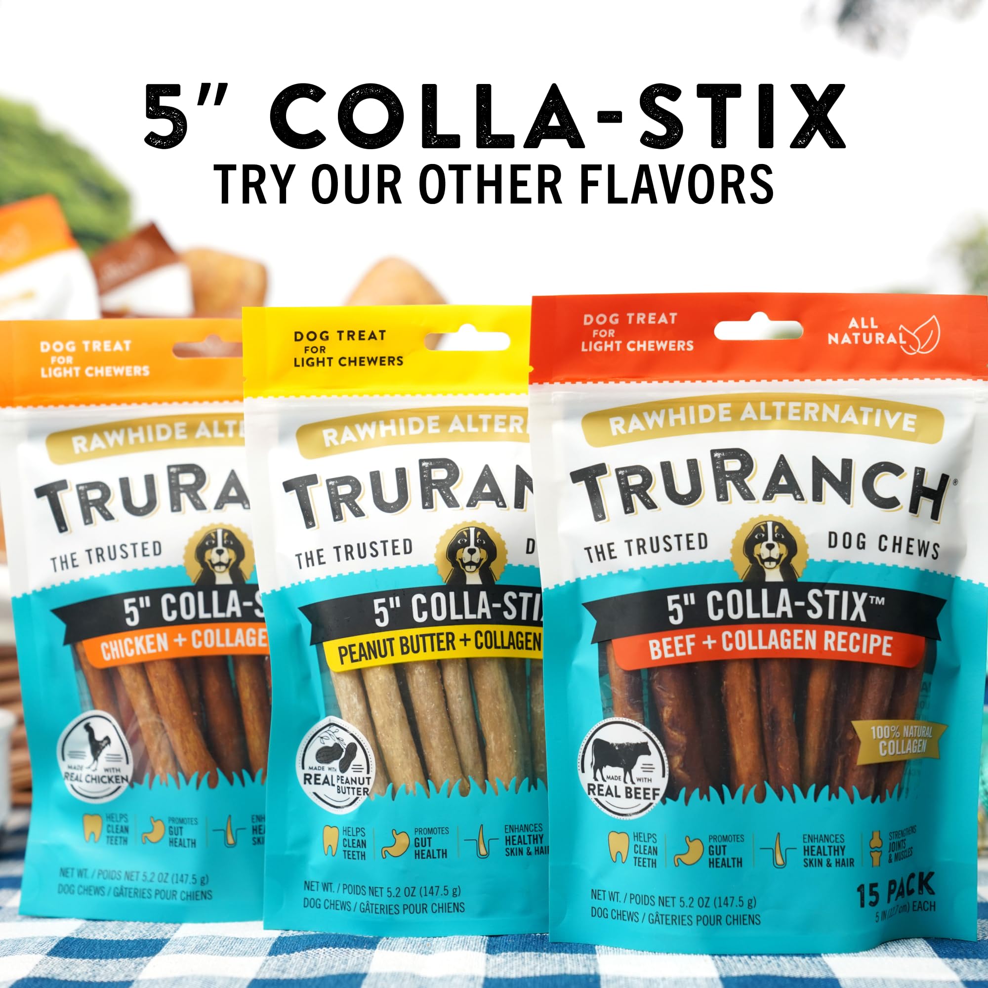 TRURANCH Collagen Sticks in a pet's mouth