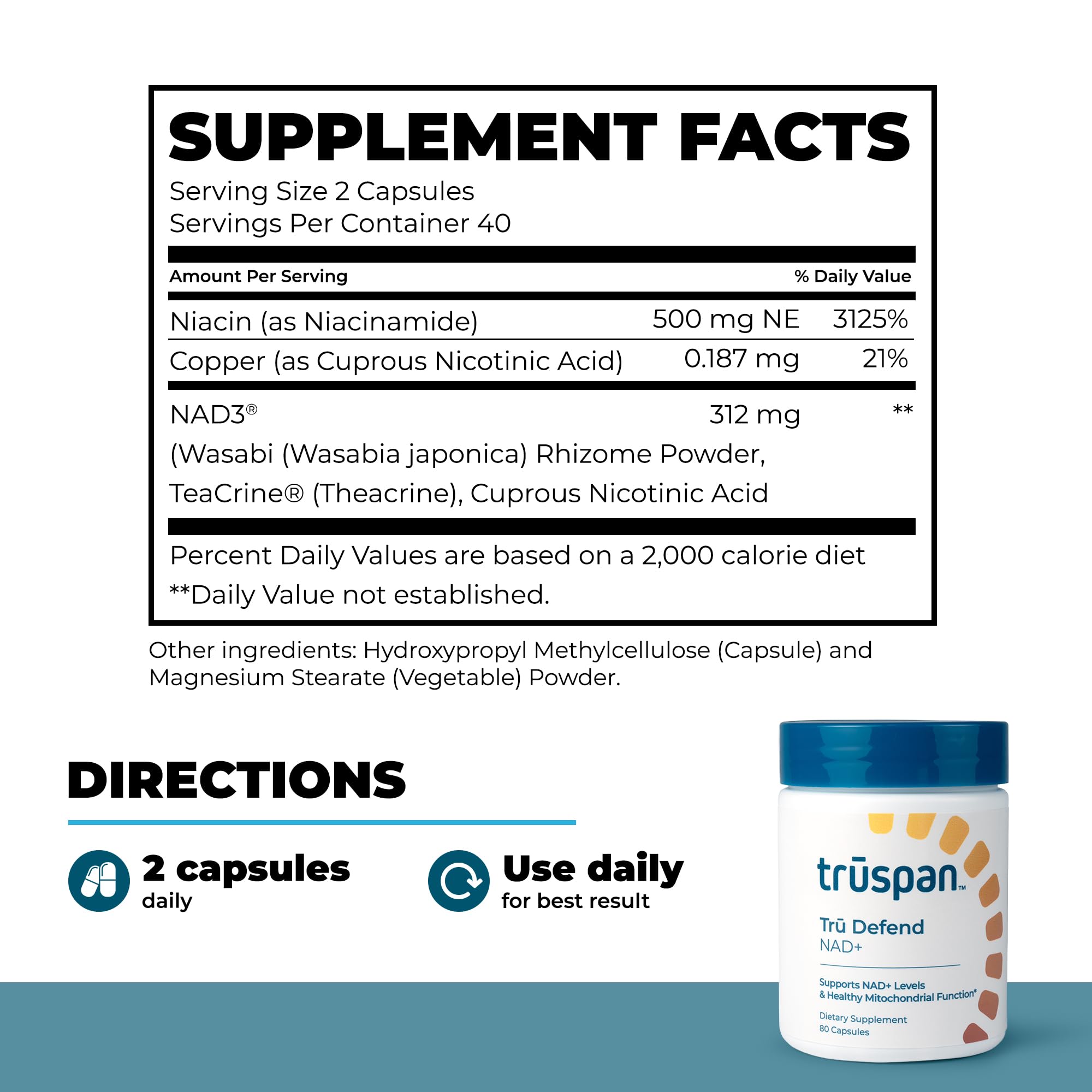 TRŪSPAN NAD+ Support Supplement capsules close-up
