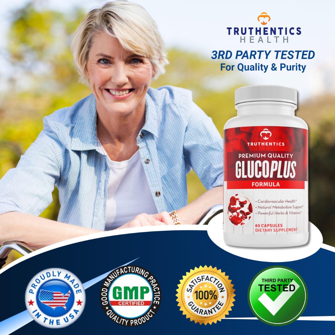 TRUTHENTICS GlucoPlus bottle with a measuring spoon
