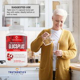 TRUTHENTICS GlucoPlus capsules in hand