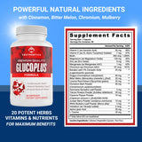 TRUTHENTICS GlucoPlus supplement capsules on a white background