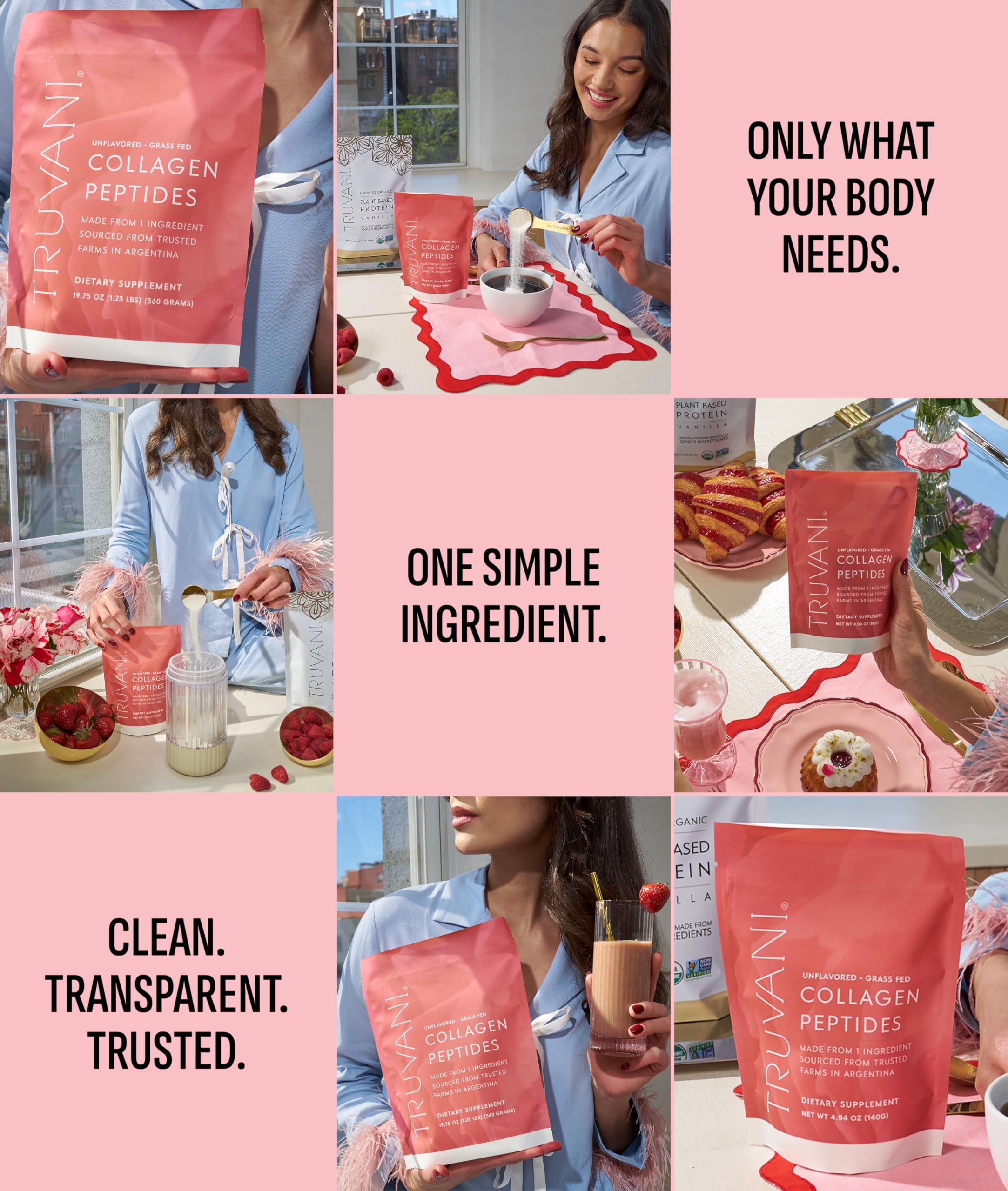 Truvani Collagen Peptides Powder in a kitchen setting