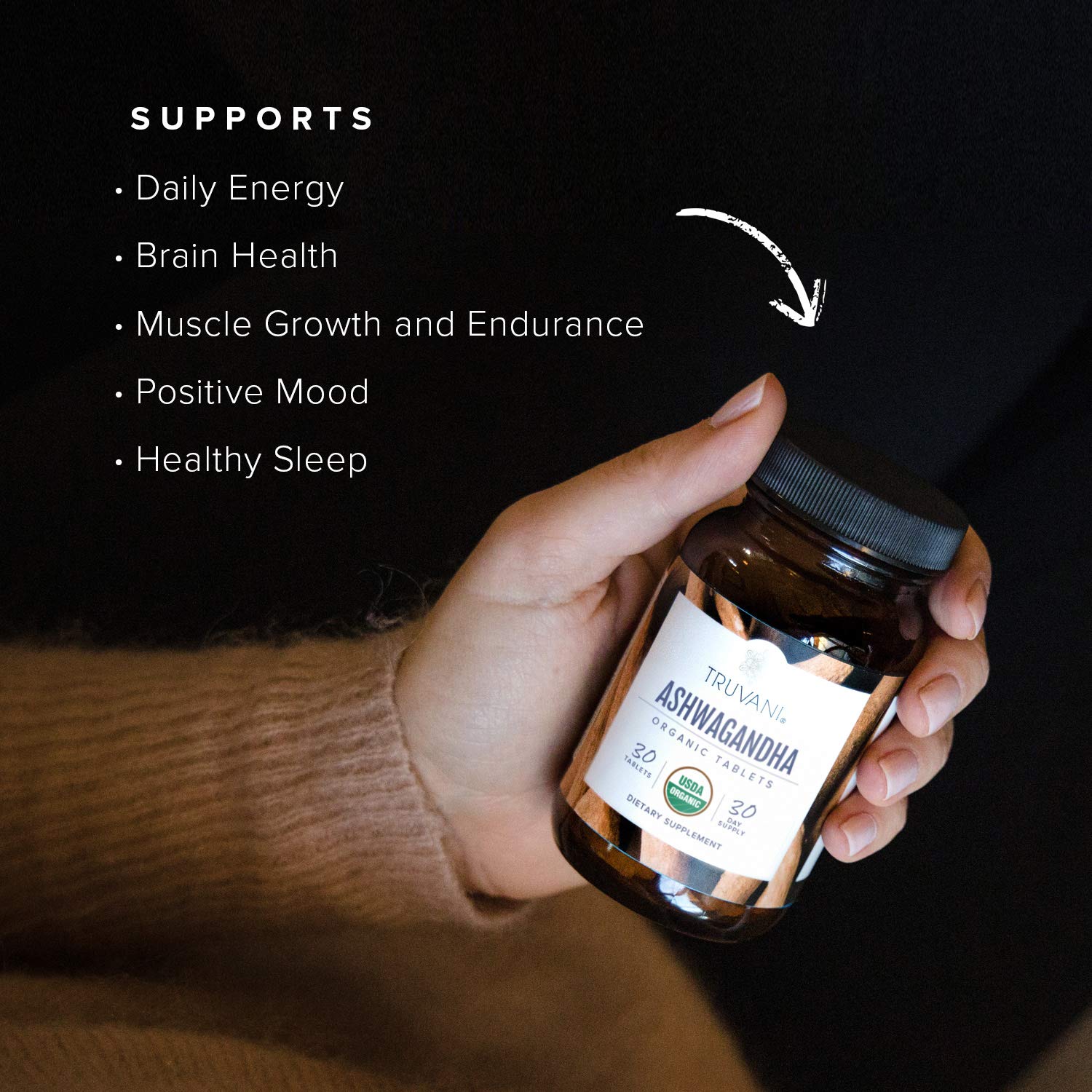 Truvani Organic Ashwagandha Supplement 159g packaging