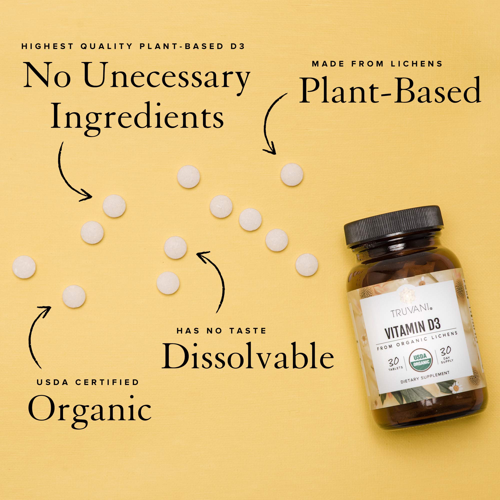 Truvani Vitamin D3 Organic Vegan Supplement 150g packaging