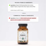 Truvani Vitamin D3 Organic Vegan Supplement 150g side view