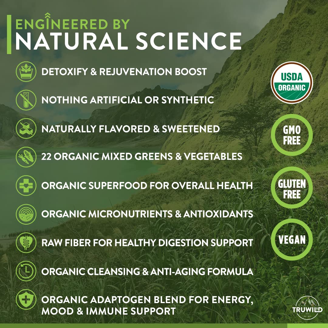 TruWild Wild Greens Organic Superfood Adaptogen Powder packaging