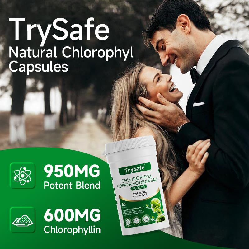 TrySafe Natural Chlorophyll Capsules 950MG bottle with label