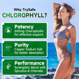 TrySafe Natural Chlorophyll Capsules 950MG on a wooden table