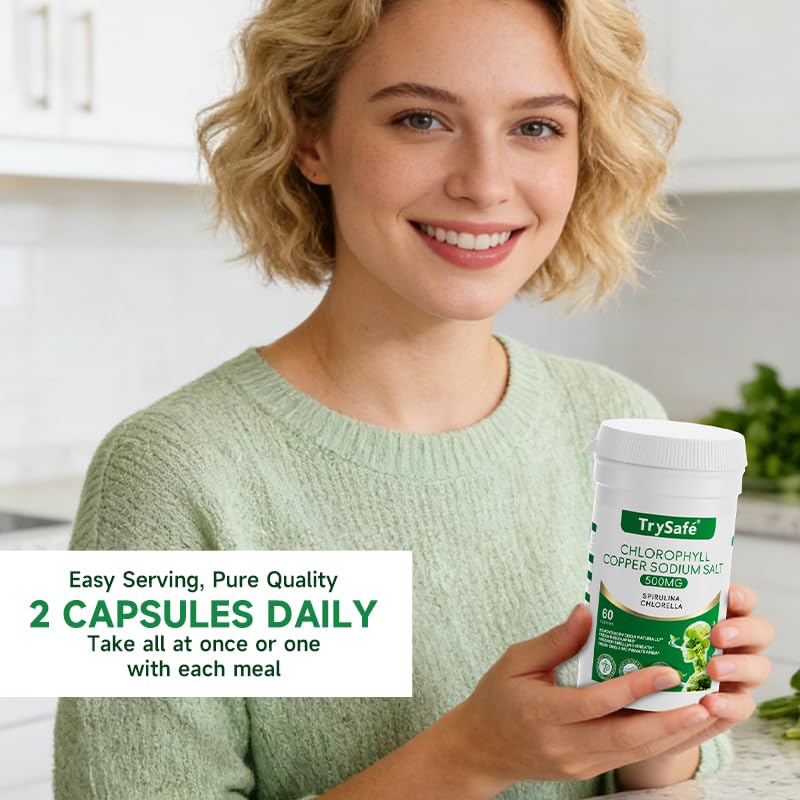 TrySafe Natural Chlorophyll Capsules 950MG with measuring spoon
