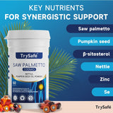 TrySafe Saw Palmetto Supplement packaging with ingredient list