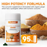 TrySafe Turmeric Curcumin Supplement 1200mg with ginger and black pepper