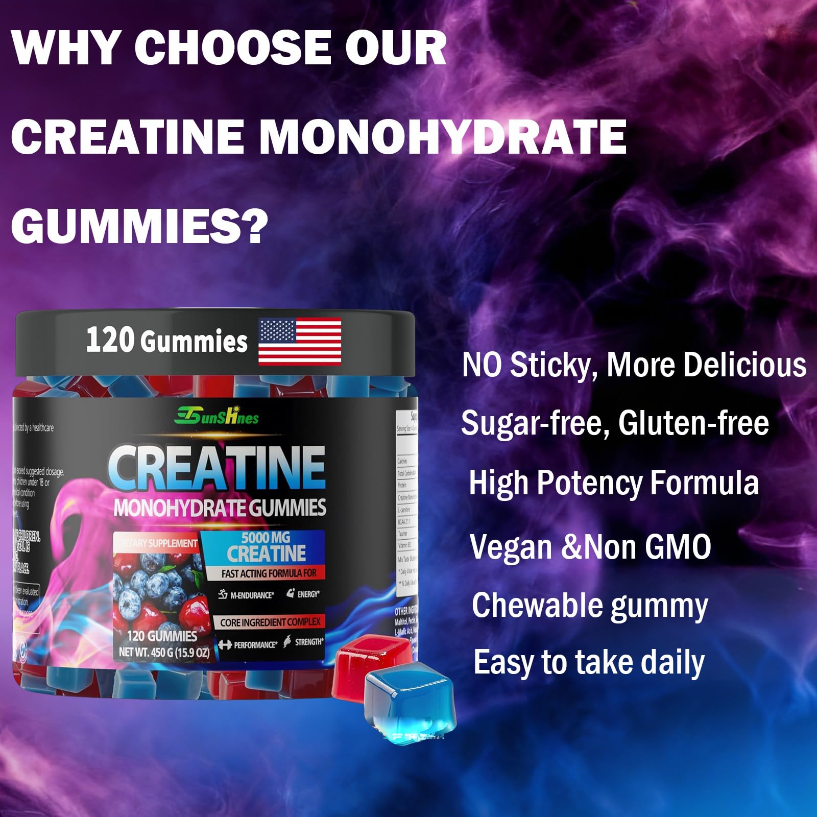 tsunshnes Creatine Gummies on a fitness mat